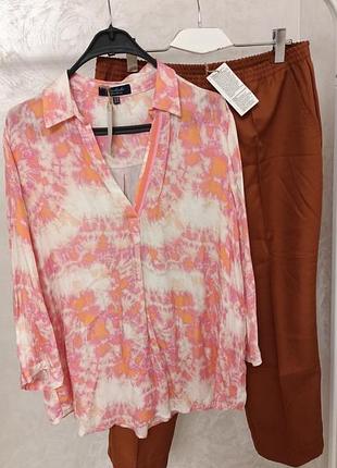 Костюм класичні рижі коричневі штани кантиком блузка рубашка сорочка бавовняна