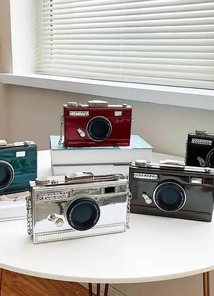 Мини-сумочка с дизайном камеры, модный кошелек из лакированной кожи, сумка через плечо с цепочкой