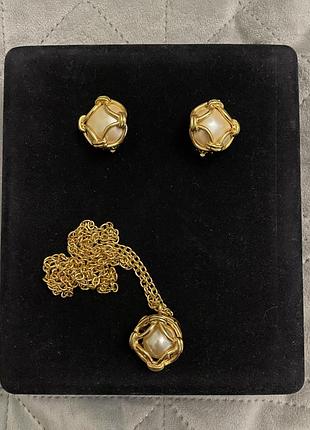 Вінтажне кольє підвіска кліпси joan rivers перли