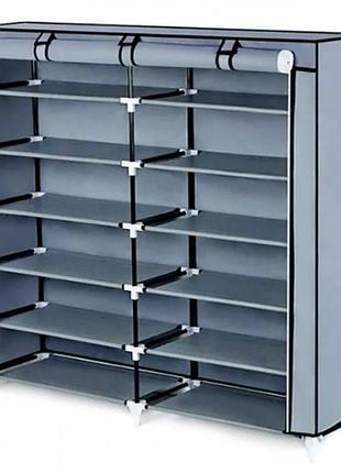 Мобильный тканевый шкаф - органайзер для хранения вещей и обуви на 2 секции