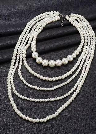Біле кольє намисто з жемчужин