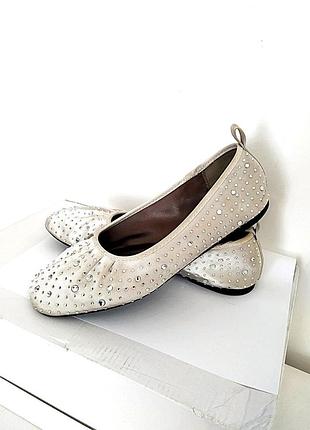 Дуже красиві нарядні жіночі туфлі балетки zara, із стразами, р. 38