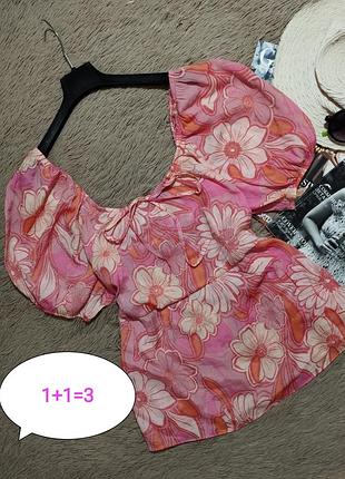 Красивый цветочный топ с рукавами-фонариками/блузка/блуза