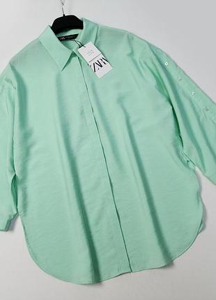 Новая свободная рубашка с пуговицами на рукавах zara