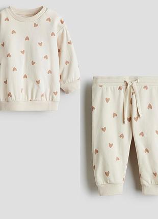 Костюм для девочки с легким утеплением в сердечки h&amp;m 80 86 92 98 104