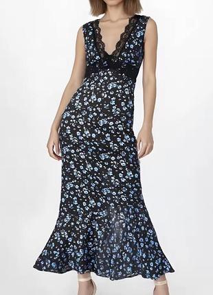 Платье в цветочный принт,макси,длинное,сарафан с кружевом