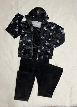 Жіночий костюм трійка з топом зіп худі та штанами кльош