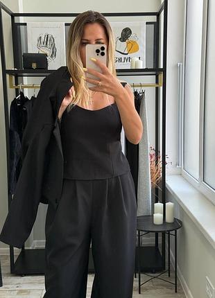 Стильный костюм тройка пиджак топ брюки