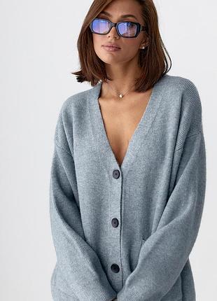 В'язаний кардиган із накладними кишенями