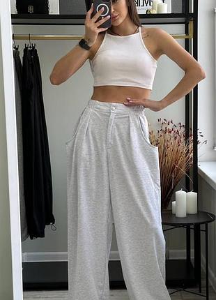 Базовые брюки палаццо свободного бежевые серые черные