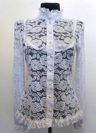 Суперцена. стильная гипюровая блузка. туречковина. новая, р. 40-48