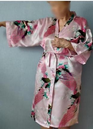 Шикарный халат кимано на запах, искусственный шелк большой размер,