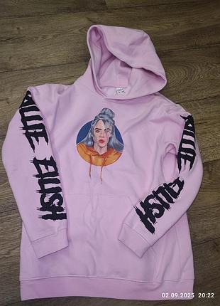 Худи розовый billie eilish толстовканосимые айлиш на 12-13 лет
