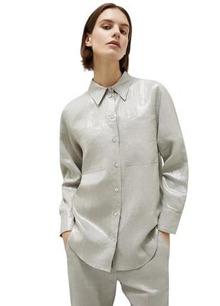 Marella sport стильная льняная рубашка с серебряным напылением