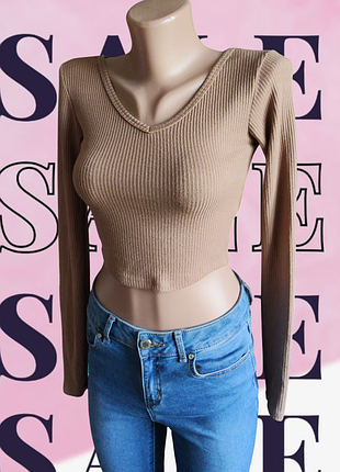 Базовый короткий кроп топ топик в рубчик ххс