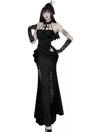Сукня довга з чокером готика гранж косплей темна лолита