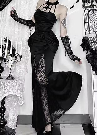 Сукня довга з чокером готика гранж косплей темна лолита