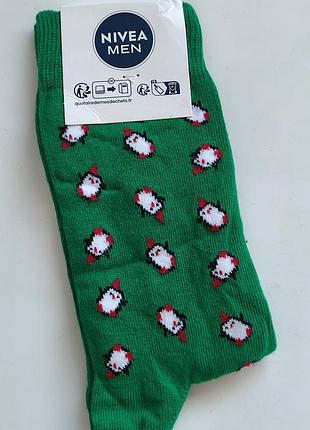 🐧😄зеленые мужские высокие носки с пингвинами 40 41 42 43 44 45 размер