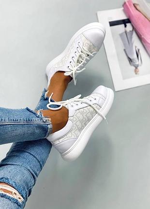 Білі жіночі кеди розмір 36 натуральна шкіра + взуттєвий текстиль