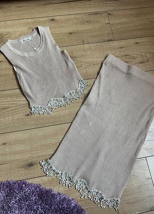 Натуральний костюм топ плюс спідниця