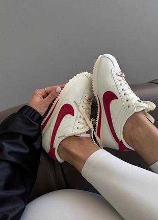Кроссовки nike cortez white / red heart