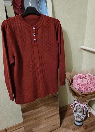 Свитер на пуговицах красный размер xl