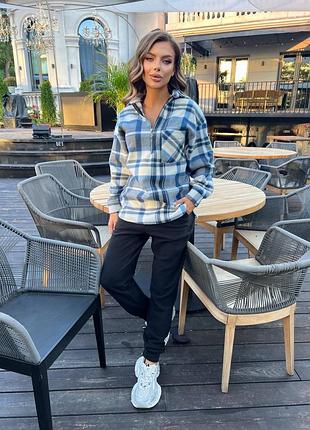 Костюм спортивный женский кофта в клетку и штаны флис 42-48 гг