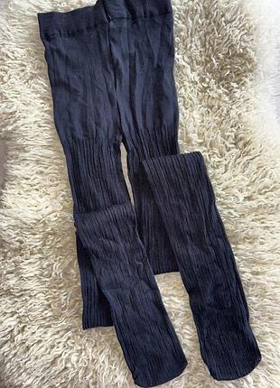 Чорні капронові колготи в рубчик для дівчинки