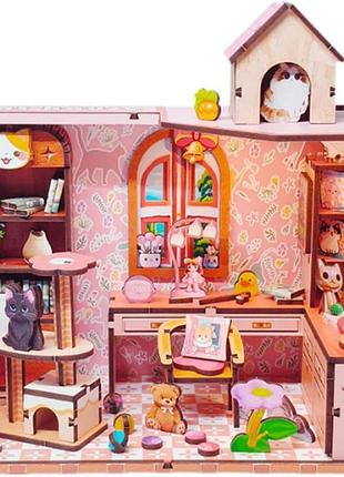 Румбокс кошачий домик diy miniature room kit cat house sj-014
