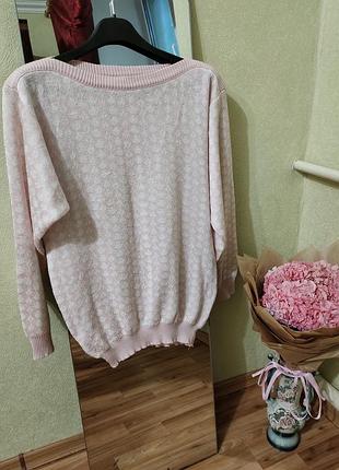 Розовый свитер с горловиной лодочка размер l-xl