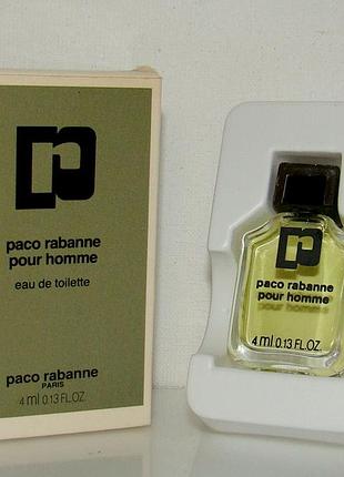 Миниатюра paco rabanne pour homme paco rabanne 4 мл. оригинал. винтаж.