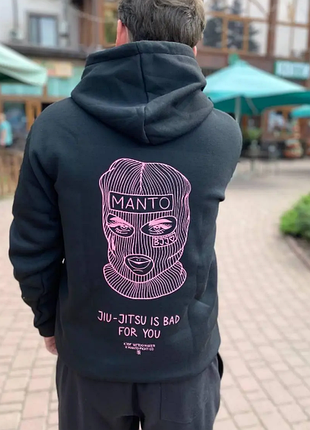 Мужская теплая кофта худи manto maska черная с капюшоном только s
