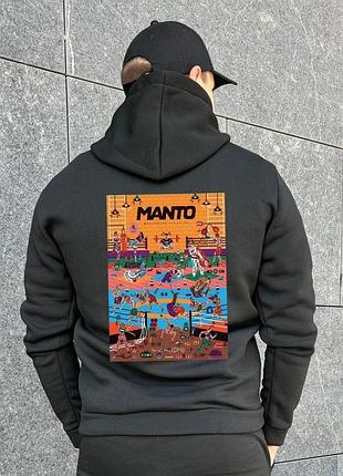 Мужская теплая кофта худи manto gym черная с капюшоном только 2xl