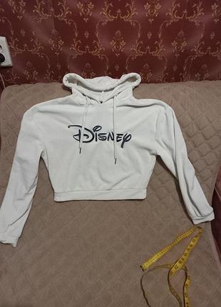 Велюровая укороченная домашняя кофточка с капюшоном disney, размер xs