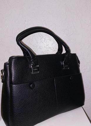 Сумка женская черная сумочка с короткими ручками