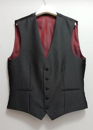 Next жилет - l • 52 - чорний у смужку - 798-086 - чоловіча класична жилетка костюмна ж52   👉 підійде на обхват грудей ~ 101—107 см