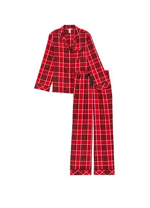 Victorias secret пижама рубашка и штаны long pajama in box red black