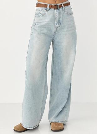 Прямі джинси wide leg із високою посадкою