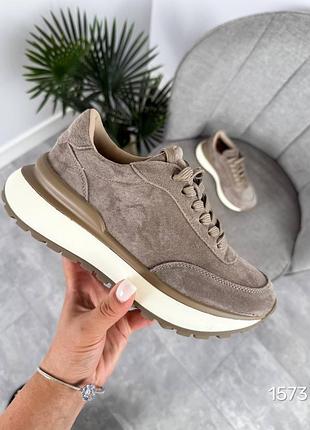 Жіночі кросівки, капучино, натуральна замша