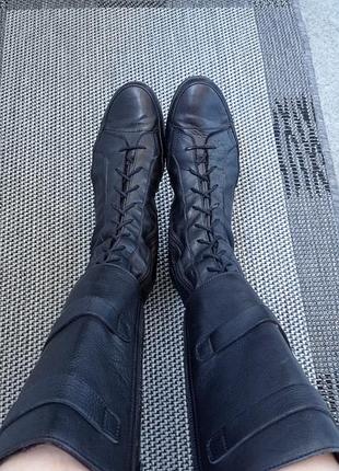 Сапоги на шнуровке, кожаные