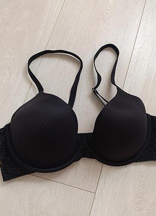 Бюстгальтер базовий чорний бюст ажурний ліф 80c 75d