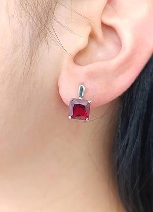 Серебряные серьги с гранатом "nano" ст104/с-грн