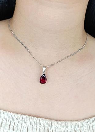 Срібне кольє з гранатом "nano" бпк349-грн