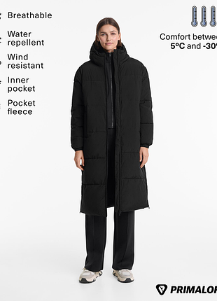 Водоотталкивающая утепленная длинная куртка primaloft® oysho оригинал р м