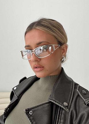 Окуляри gentle monster вайб y2k y3k ice look футуризм office siren срібні прозорі