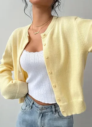 Кардиган, свитер на пуговицах - хl - нежно желтый