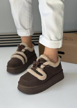 Теплі лофери з натуральної замші з хутром всередині