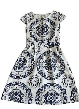 Сукня жіноча міді 36/38 розмір біло-синя з візерунком нова