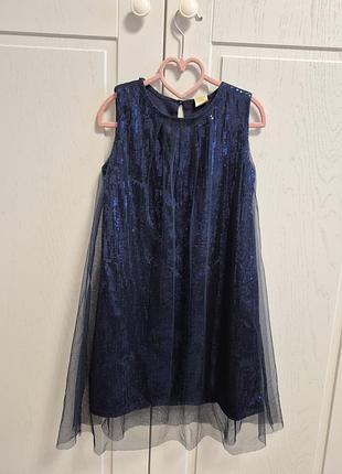 Святкова сукня в паєтки та фатином зверху 134 см