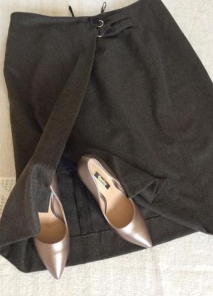 Женская теплая юбка миди с запахом шерсть biaggini